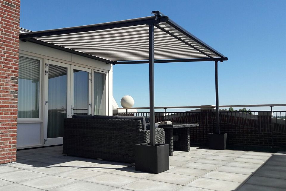 stobag p3000 pergolino zonwering plaatsen voor dakterras roelofarendsveen 1